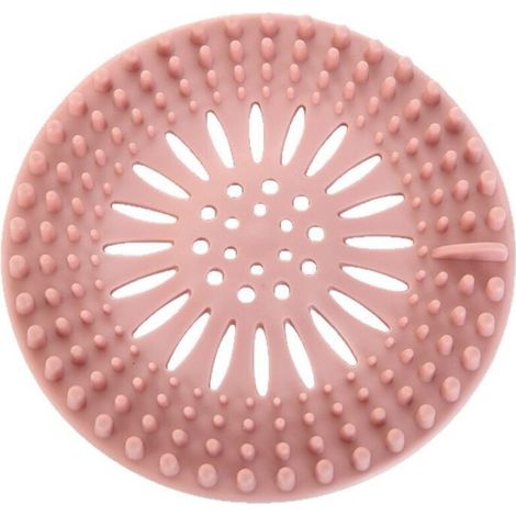 Couvercle de drain de douche en matériau TPR, bouchon attrape-cheveux pour évier, filtre de drain de sol pour cuisine, salle de bain, baignoire (Rose) (1/4)