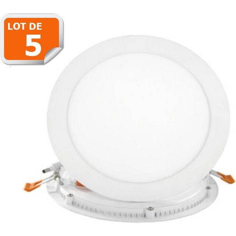 Lot de 5 Spot Encastrable LED Downlight Panel Extra-Plat 24W Blanc Neutre 4500K (1/5)