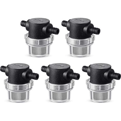 Filtre à eau 5Xraccord cannelé 3/8 poucefiltre en ligne à visser pour pompe à eau 12 V CC 80 PSInoir (1/5)