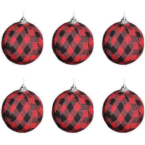 Boules de Noël à carreaux rouges et noires (lot de 6) (1/5)