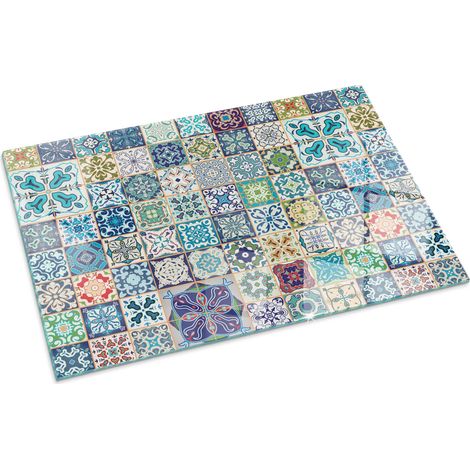 Piastra per Camino di Vetro Temperato Protezione per Caminetto dal Calore Resistente a Scintille e Graffi Motivo a mosaico su piastrelle 100x70 cm (1/5)