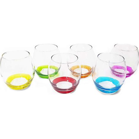 Vaisselle Ronde 6 Pièces En Verre Coloré Multicolore Made In Italy