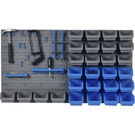 Beyamis 44-teiliger Werkzeugkasten mit verstellbaren und herausnehmbaren PP-Einsätzen in Blau und Grau, 54 x 22 x 95 cm