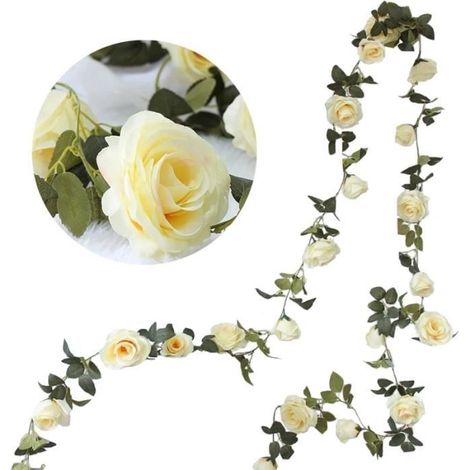 Guirlande Fleurs Artificielles - LEOCLOTHO - Blanc - 220cm - Intérieur - A suspendre (1/4)