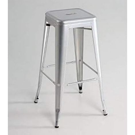 Taburete metal plata pack 4 unidades