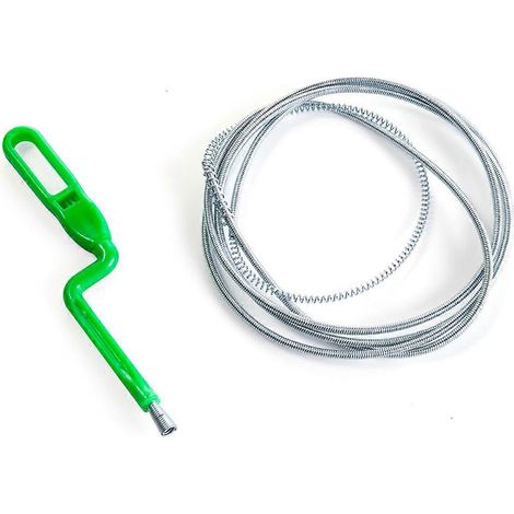 Déboucheur de canalisations flexible en fil d'acier à ressort, tête à ressort spiralé, manche ergonomique en bois, solution de plomberie économique. (1/4)