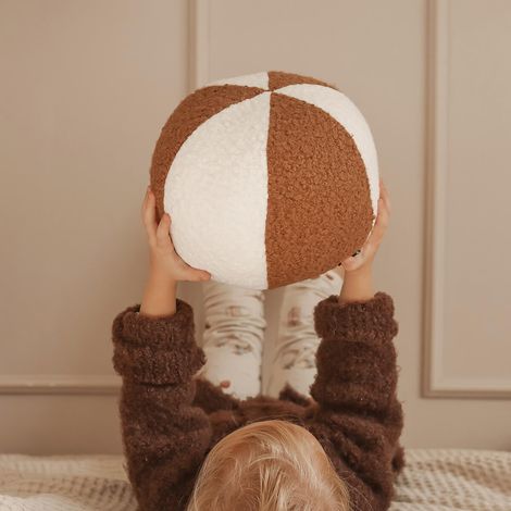 Oreiller SOFT LOOP boule blanche et caramel (1/5)