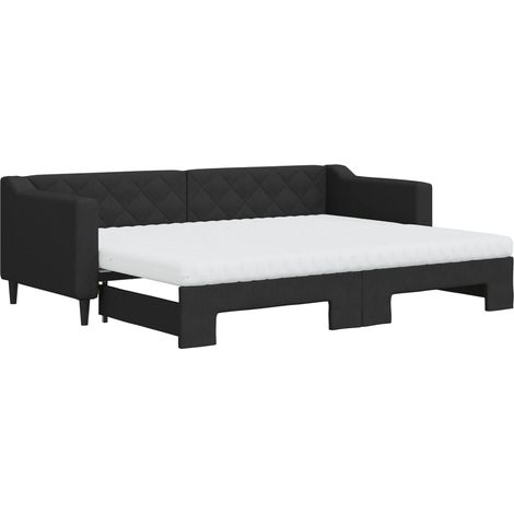 Maison Exclusive - Lit de jour avec lit gigogne et matelas noir 80x200 cm tissu