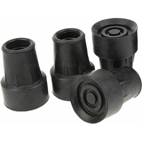 Paquete de 4 puntas antideslizantes estándar para bastones, de goma negra - 19 mm (1/4)