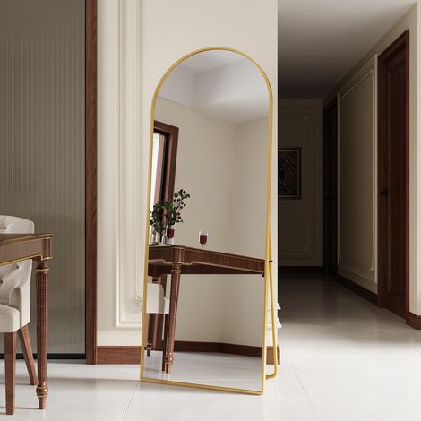Specchio da terra, 165 x 60 cm, con cornice in metallo, specchio a tutta lunghezza, specchio da parete, per salotto o cabina armadio - Dorato