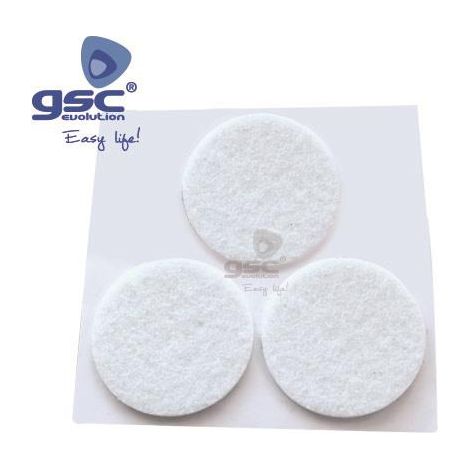Set 3 adesivi tondi in feltro adesivo Ø42mm bianco GSC 003802756
