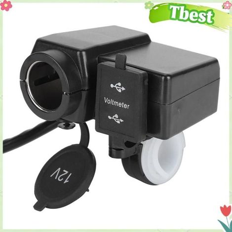 Tbest Allume-cigare moto Chargeur de Moto Allume-Cigare 12V-24V Surveillance de Tension Charge Rapide moto commutateur Rouge (1/5)