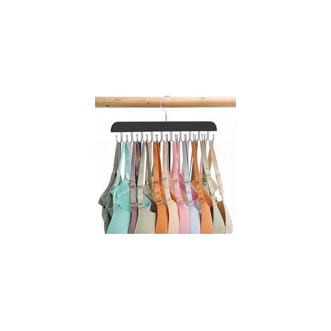 Cintre à sous-vêtements, cintre à soutien-gorge gain de place avec pinces antidérapantes, organisateur de placard pliable pour sous-vêtements et foulards, noir (1/5)