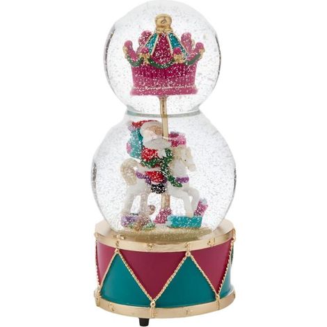 Sferacqua decorativa Babbo tamburi e carillon  di h.22 cm per il natale (1/2)