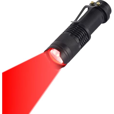 Lampe Torche Rouge, Lampe de Poche Rouge LED, 3 Modes, Étanche, Portable, Zoomable Lampe Lumiere Rouge pour Camping, Pêche, Astronomie (Lot de 5) (1/5)