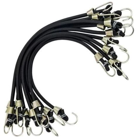 Lot de 10 cordes/sangles élastiques avec crochets pour fixer tentes/motos/bagages (1/5)