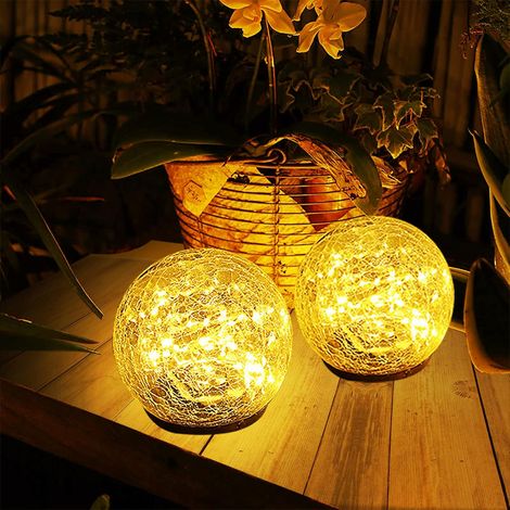 Lot de 2 lampes solaires de jardin Lesccq, lampes solaires de jardin étanches IP65, boules lumineuses LED blanc chaud pour la décoration de jardin, pelouse, allée et terrasse. (1/5)