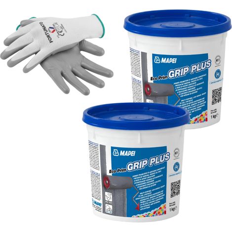 Mapei eco prim grip plus primer adesione pareti pavimenti 2x1kg e guanti nitrile (1/5)