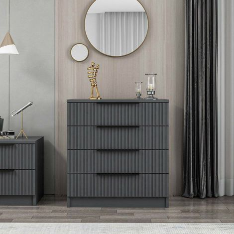 Cómoda Vicente, 7 cajones, apertura y cierre deslizante, 72x42x77h cm negro antracita (1/5)