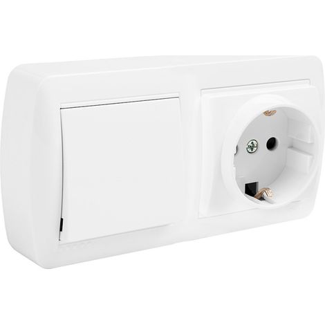 Base de enchufe Solera mur63u Schuko Bipolar Doble Interruptor/Conmutador Blanco Superficie 16 A (1/5)