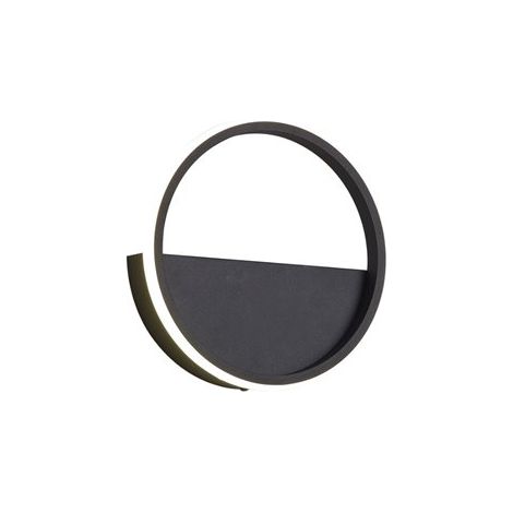 Mantra Aplique de pared LED KITESURF grande Ø25cm negro, 8W 3000K 640Lm (1/3)