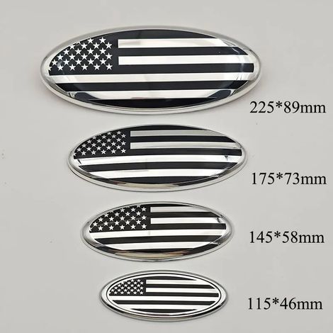 (Argent, 115 x 46 mm) - Autocollants drapeau américain 3D ABS pour calandre, coffre et arrière de voiture, compatibles avec les modèles Ford F150, F250, Explorer, EcoSport et Edge. (1/5)