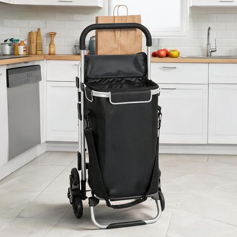 Chariot de course pliable 3 roues avec sac Oxford 40 L et siège (1/5)