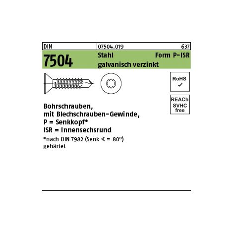 Bohrschraube DIN 7504 SEKO ISR P 4,2x32-T20 Stahl galv.verz. 500St.