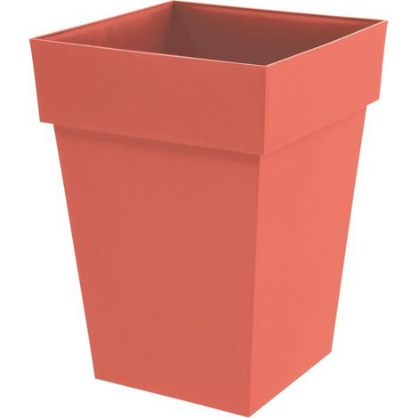 Pot de fleur mi-haut carré - Toscane - EDA - 39 x 39 x H. 53 cm - Intérieur / Extérieur - 51 L - Orange Terre Battue (1/2)