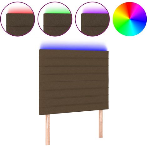 Maison Exclusive - Cabecero con luces LED tela marrón oscuro 90x5 (1/5)