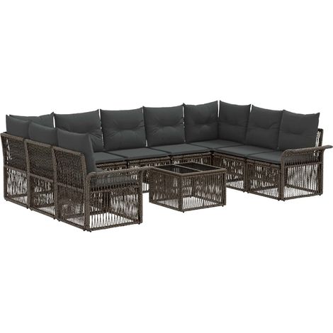 Gartensofa-set 10 pcs Grau Poly-Rattan vidaXL