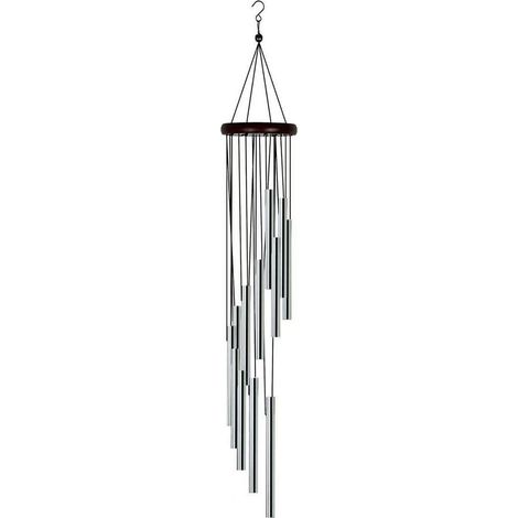 Windspiel Garten Metall mit 12 Röhren, Silber, Allwettertauglich, Spirale Design