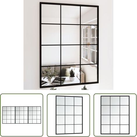 The Living Store Miroirs muraux 3 pcs noir 80x60 cm métal - Miroir Mural - Miroir Deco - Miroir Design - Miroir Noir - Miroir Carre (1/5)