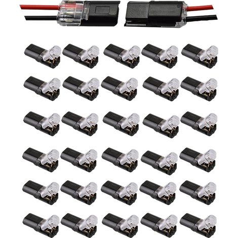 Connecteur Enfichable À Double Fil Avec Boucle De Verrouillage, Bornier Rapide À Double Fil, 2 Broches, Bornier Enfichable Pour Conducteur, Connecteurs D'épissure Pour Circuit (30 PCS)