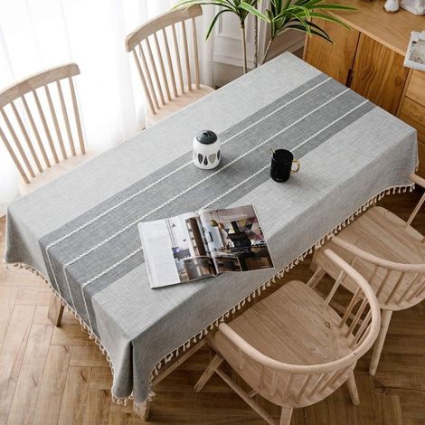 Moderne Lin Coton Nappe de Table Rectangulaire Nappes pour Table Rectangulaire Home Cuisine Décoration (110x170cm,Gris) (1/5)