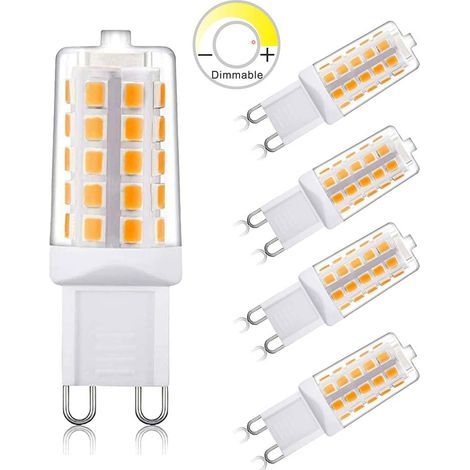 G9 a mené l'ampoule Dimmable t4 g9 ampoules de base,2700K douce lumière blanche équivalente à 25W 40W ampoules halogènes,4W 450Lm 120V AC sans clignotement 360 degrés angle, G9 a mené la lampe, 5PCS (1/5)