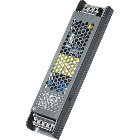 Adaptador de corriente ultrafino para tiras de LED, transformador de CA 190V-240V a CC 24V 12.5A 300W, convertidor de potencia conmutada para uso en interiores.