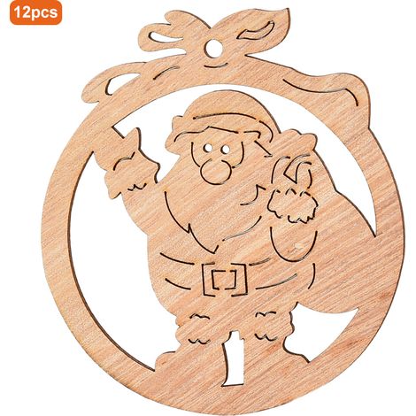 Suspension de Noël en bois 12 pièces Père Noël Bonhomme de neige Ange Ornement DIY Décoration de sapin pour Mariage Fête (1/5)