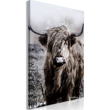 Tableau Vache Highland en Sépia - 80 x 120 cm (1/3)