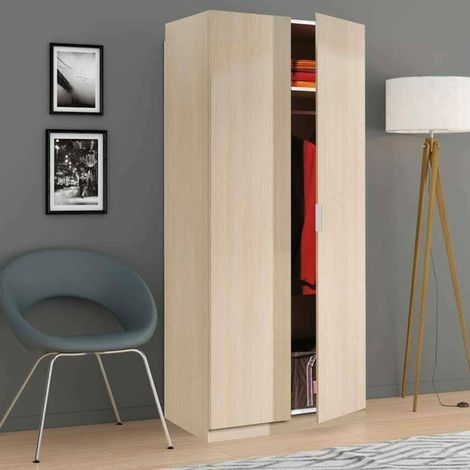 Dmora Guardarropa Orange, Armario dormitorio con 2 puertas batientes, Mueble de dormitorio con 1 balda y barra para colgar ropa, cm 82x52h180, Roble, con embalaje reforzado (1/5)