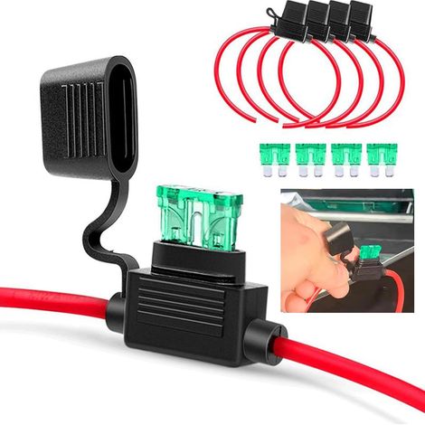 Lot de 2 Porte-Fusibles Étanches 12V/30A avec Câble 30cm, Compatibles Fusibles ATO/ATC pour Auto et Bateau (1/5)
