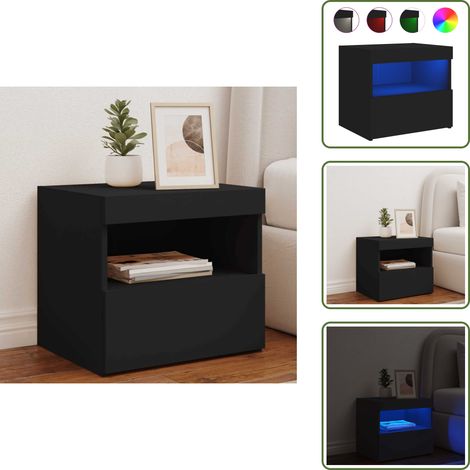 Comodino con luci rgb - vidaXL Comodino con Luci LED Nero 50x40x45 cm - Comodino per camera da letto