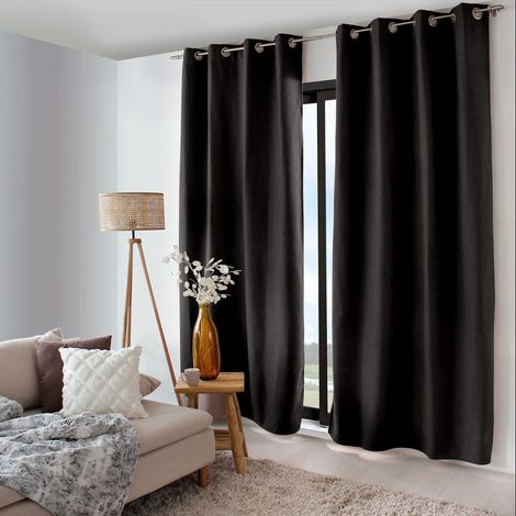 Rideau occultant thermique 140x240 Nordica noir (1/5)