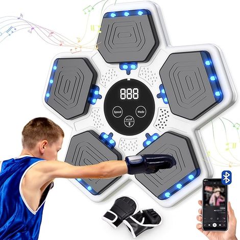 Musik-Boxmaschine, Wandmontage, intelligentes Bluetooth, Musikboxen, Eltern-Kind-Spiele für Kinder, Erwachsene, elektronischer Fokus, Agility-Trainingsgerät mit Handschuh, Trainingsgerät