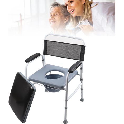 Siège de Commode Portable Léger avec Bac et Cadre Aluminium Médical Grade - Modèle 70x58cm en 5 Positions (1/5)