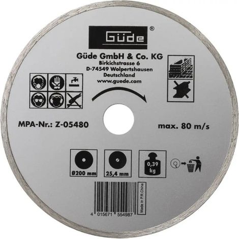 Disque diamant 200 mm - Pour scie coupe carreaux G55374
