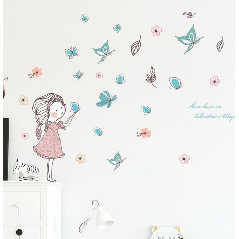 Stickers muraux papillon fille, décoration murale pour chambre (1/5)