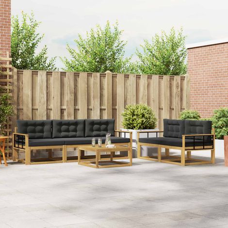 vidaXL Outdoor-Sofagarnitur mit Kissen 6 pcs Weiß und Anthrazit (1/5)