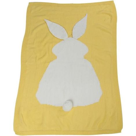 Couverture Plaid Bébé de Joli Pull En Lapin Tricoté Dans Une Couverture Pour Bébé - Jaune (1/4)