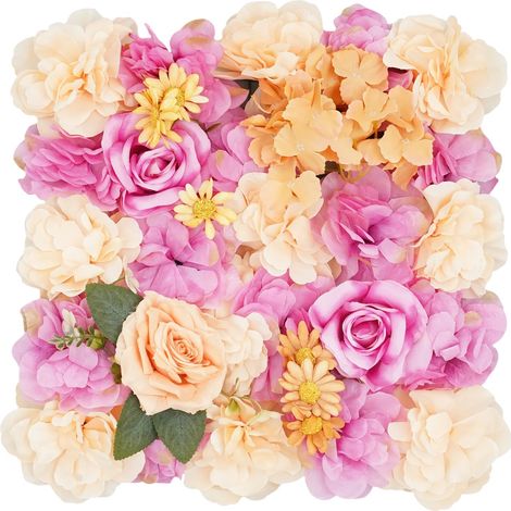 Panel de pared con flores artificiales, decoración para bodas, fácil instalación, rojo. (1/2)
